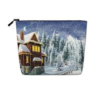 Christmas Winter Happy Scene Cosmetic Bag for Women- Portable Travel Organiser, Toiletry Bag with Zip Closure