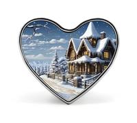 Christmas Winter Happy Scene Lapel Pin Cute Custom Button Pin Personalized Heart Brooch Aluminum Alloy Brooch Pins Fashion Exquisite Badge Pins for Hat Bag Suit Tie Wedding Accessories