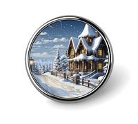 Christmas Winter Happy Scene Lapel Pin Exquisite Fashion Brooches Personalized Button Badge Novelty Unique Cute Button Pins Round Badge Pin Metal Brooch Pins for Backpack Bags Jacket