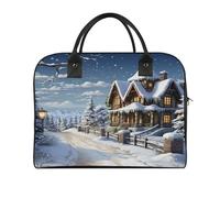 Christmas Winter Happy Scene Laptop Tote Bag Casual Travel Handbag Multi Pocket Shoulder Bags for Work Travel