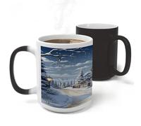 Christmas Winter Happy Scene Magic Mug Novelty Heat Sensitive Coffee Cup Funny Discoloration Mugs Personalized Color Changing Cup Custom Color Ceramic Mug for Friends Office Coworkers