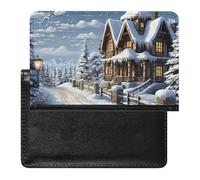 Christmas Winter Happy Scene Passport Holder Cover Passport Cover Protector Essentials with Credit Card Slots Slim Travel Wallet Covers Documents Organizer Protector for Man&Women