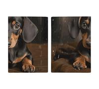 Christmas Winter Happy Scene Passport Wallet Travel Passport Holder Pu Passport Cover Slim Card Case Cover for Women Men Leather Holder Case Travelling Essentials, Cute dachshund, 20.3x13.8cm