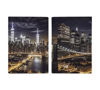 Christmas Winter Happy Scene Passport Wallet Travel Passport Holder Pu Passport Cover Slim Card Case Cover for Women Men Leather Holder Case Travelling Essentials, New York Night, 20.3x13.8cm