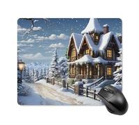 Christmas Winter Happy Scene Square Mouse Pad Portable Computer Mousepad with Non-Slip Rubber Base 18 * 22cm Ultra-Thin Gaming Mouse Mat for Computer Laptop Office Desk Accessories