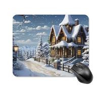 Christmas Winter Happy Scene Square Mouse Pad Portable Computer Mousepad with Non-Slip Rubber Base 20 * 25cm Ultra-Thin Gaming Mouse Mat for Computer Laptop Office Desk Accessories