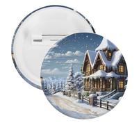 Christmas Winter Happy Scene Tinplate Badge Personalized Round Brooch Large Craft Button Suitable for Teachers, Nurses, Doctors, Staff, Party Gift Accessories, style, 12 Pieces