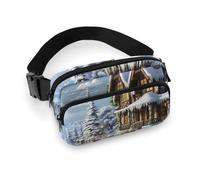 Christmas Winter Happy Scene Waist Bag Fashion Fanny Bag with Adjustable Strap for Outdoor Workout Cycling Unisex, white, 20x13cm, Waist Bag