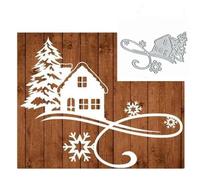 Christmas Winter House treeMetal Die Cuts,Merry Christams Snowflake Tree Cedar House Cutting Dies Cut Stencils DIY Scrapbooking Decorative Embossing Paper Scrapbooking Card Making