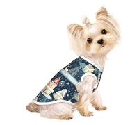 Christmas Winter Landscape Deer Print Comfortable Pet Vest, Sleeveless Breathable Top, for Small Puppy Kitten Daily Wear