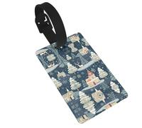 Christmas Winter Landscape Deer Printed Small Luggage Tags Portable Bag ID Holders with Adjustable Strap for Travel Gear