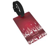 Christmas Winter Landscape Deer Printed Small Luggage Tags Portable Bag ID Holders with Adjustable Strap for Travel Gear