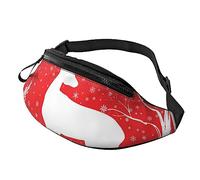 Christmas Winter Landscape Deer Sport Waist Bag Travel Bumbags with Zipper and Earphone Hole, Running Fanny Pack Waist Pack with Adjustable Belt for Men Women
