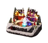 Christmas Winter Scene Village House Musical Fountain for Desktop Bedroom