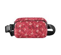 Christmas Winter Snow Elk Red Women Men Teenagers Stylish Crossbody Bag Waist Packs for Shopping Sports Work, Christmas Holly Berries, One Size