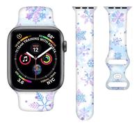 Christmas Winter Snowflake Snowman Bands Compatible with Apple Watch Band 42MM 44MM 45MM 49MM, Silicone Strap Compatible with iWatch Bands Ultra Series SE 9 8 7 6 5 4 3 2 1 for Women Men