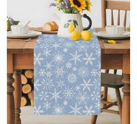 Christmas Winter Snowflakes on Blue Table Runner 72 Inches Long,Table Runners Kitchen Dining Tables Decoration for Home Party Decor, White Falling Snow Tables Runner Wedding Dresser Scarf