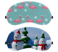 Christmas Winter Snowman Tree 2-Pack Light-Blocking Soft Breathable Eye Patch Sleeping Masks