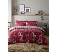 Happy Linen Company Girls Boys Kids Winter Stags Red Single Reversible Duvet Cover Bedding Set