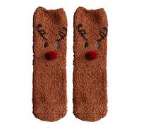 Christmas Winter Warm Wool Socks, Fluffy Cozy Reindeer Snowflake Socks with Anti-Slip Dots, Winter Warm Soft and Comfortable Sock for Women Ladies Girls Boys