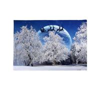 Christmas Winter Wonderland Backdrop Banner, Santa Sleigh with Snow Forest Scene, Large 8ft x 5ft Size, Festive Wall Tapestry for Holiday Decoration