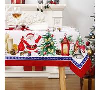 Christmas Wipeable Tablecover with Snowflake Waterproof Tablecloth for Dining Room Xmas Tablecloth, Rectangular, 54x70 Inches Red