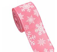 Christmas Wired Edge Ribbon 5 Yards Xmas Pink Color Craft Fabric Decorative Wrapping Ribbon Roll for Gift Hair Bow Sewing Crafts Supplies,2.5 inch Width (Pink-4#)