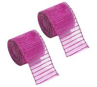 Christmas Wired Sheer Organza Ribbon with Glitter Finish, 6.3 cm Wide x 2 m Long Decorative Rolls for Wrapping, Tree and Table Decorations, Crafts, Weddings, Birthdays, Annive(rose)