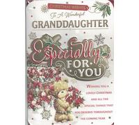 Christmas Wishes Greeting Card for Granddaughter, 15 x 21 cm, Festive Design