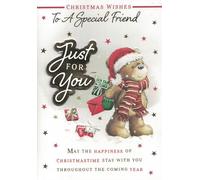 Christmas Wishes to a Special Friend Card, Cute Festive Teddy Design