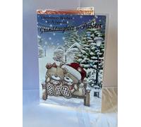 Christmas Wishes To A Special Granddaughter & Partner Christmas Card Teddies/Bench Glitter/Foil Detail(PH48360B)