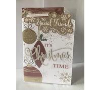Christmas Wishes To Special Friends It's Christmas Time Christmas Card Red/Gold Baubles/Words(PRELUDE46130-1)