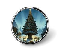 Christmas with Cartoon Tree Round Badge Pin Funny 1 Inch Button Brooch Lapel Pins Fashion Hat Shirt Pin Tie Tack Pinback Buttons Badge Party Supplies Decor Badges For Clothing Coat Hat Dress For Men W