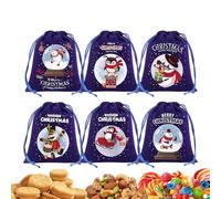 Christmas with drawstring, 6 pieces with drawstring, Christmas made of fabric, for holidays, children, birthday, sweets, wedding party
