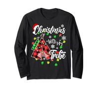 Christmas with My Tribe Family Plaid Pajamas Xmas Lights Long Sleeve T-Shirt