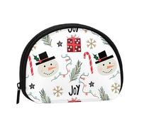 Christmas with Snowman, Women's Storage Bag Shell Makeup Bag Small Coin Purse Shell Change Pouch
