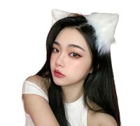 Christmas Women Headband Fix Hair Fabulous Solid Color Fox Ear Women Hair Hoop White