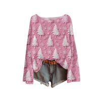 Christmas Women Jumpers Top UK Santa Elk Snowflake Print Tunic Shirts Funny Xmas Tree Sweaters Long Sleeve Knit Pullover Knitwear for Autumn Winter Christmas Party Holiday Clothes Comfy