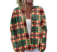 Christmas Women's Button Sweater Lightweight Open Front Jumpers Casual Long Sleeve Sweater Women's Fashion Clothes Art Floral Print Jacket (Green, XL)