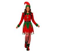 Christmas Womens Elf Cosplay Costume Full Set Party Adults Xmas Santas Festive Outfit,Velvet Dress Set, Deluxe Miss Elf Costume Adult Women Christmas Fancy Dress soft B1020