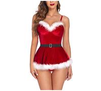 Christmas Women's Lingerie Women Christmas Jumpsuits Pajamas Lingerie Sexy Sleeveless Underwear Sexy Costumes Woman Sales Halloween Christmas Sexy Lingerie for Women Sets Red