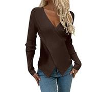 Christmas Womens T Shirts Women Fashion V Neck Long Sleeve Solid Color Pullover Sweater Knitting Top T Shirts Women Set Full Length Long Sleeve crochet tops for cheesecloth tops size 20