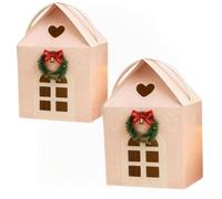 Christmas Wonderland Cottage Gift Box, 2PCS 3D Pop-Up Christmas House Gift Paper Bags, Cute Cookie House Treat Presents Box with Handle, Chris-tmas Favors Houses Bags Cookie Candy Packaging