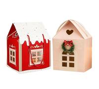 Christmas Wonderland Cottage Gift Box, 2PCS 3D Pop-Up Christmas House Gift Paper Bags, Cute Cookie House Treat Presents Box with Handle, Chris-tmas Favors Houses Bags Cookie Candy Packaging
