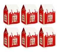 Christmas Wonderland Cottage Gift Box 3D Christmas House Gift Boxes,House Shaped Gift Boxes Paper Treat Boxes Cookie Candy Packaging, Festive Goodie Bags Decorations (Red 6pcs)