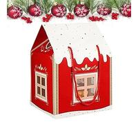 Christmas Wonderland Cottage Gift Box, 3D Christmas House Present Box, House Shape Paper Candy Boxes with Handle, Funny Paper Snack Packaging for Cookie Candy, Festive Goodie Bag Decoration