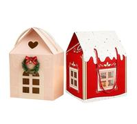 Christmas Wonderland Cottage Gift Box, 3D Christmas House Present Box, House Shape Paper Candy Boxes with Handle, Funny Paper Snack Packaging for Cookie Candy, Festive Goodie Bag Decoration