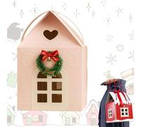 Christmas Wonderland Cottage Gift Box, 3D Pop up Christmas House Gift Boxes for Cookies Candy Packaging, Festive Decorative Gift Box House (Pink)