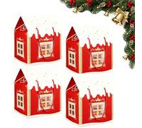 Christmas Wonderland Cottage Gift Box, 3D Pop up Christmas House Gift Boxes for Holiday Cookies Candies & Festive Gifts (Red,4 sets)