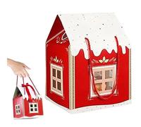 Christmas Wonderland Cottage Gift Box,3D Pop Up Christmas House Gift Boxes,House Shaped Paper Candy Box,Paper Treat Boxes for Holiday Party Favors,Cookie Candy Packaging,Festive Goodie Bags (Red)